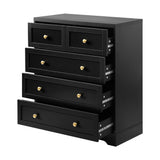 Oikiture Chest of Drawers with 5 Drawers Black - Low Angle