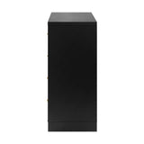Oikiture Chest of Drawers with 5 Drawers Black - Side View