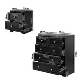 Oikiture 5 Chest of Drawers and Bedside Table Hamptons Furniture Set Black - 45-Degree Angle