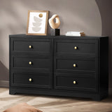 Oikiture Chest of Drawers with 6 Drawers Black - Front View