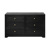 Oikiture Chest of Drawers with 6 Drawers Black