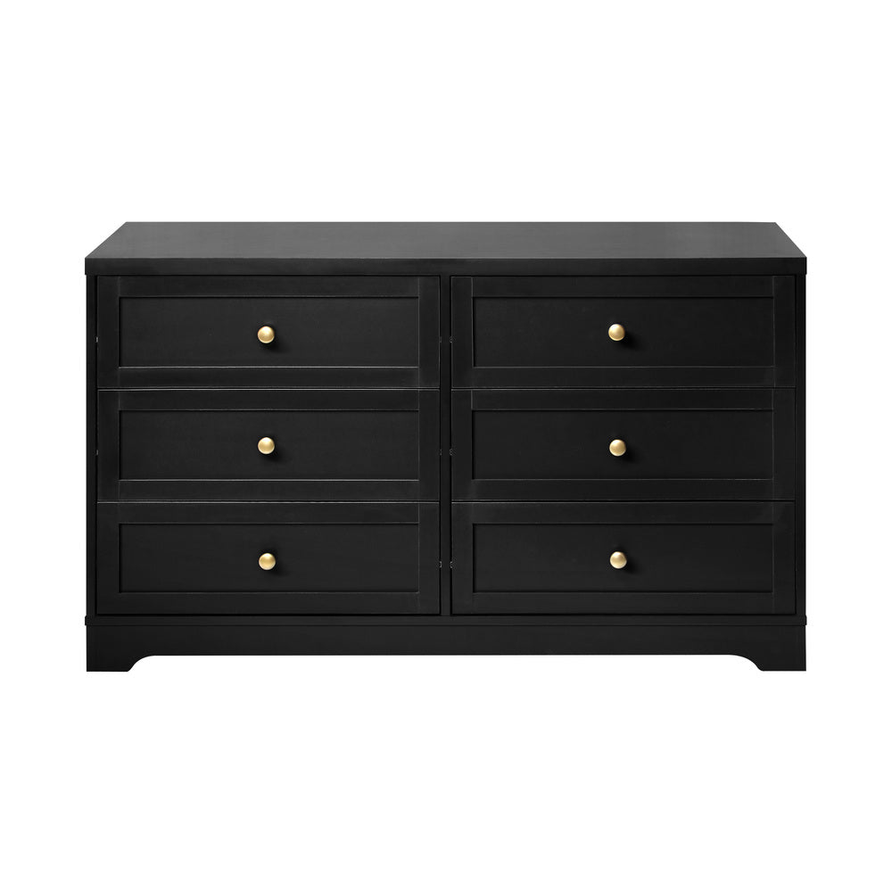 Oikiture Chest of Drawers with 6 Drawers Black