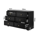 Oikiture Chest of Drawers with 6 Drawers Black