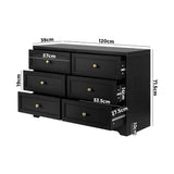Oikiture Chest of Drawers with 6 Drawers Black - Close-Up Angle