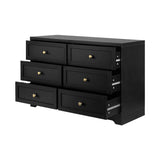 Oikiture Chest of Drawers with 6 Drawers Black - Side View