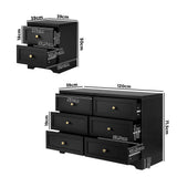 Oikiture 6 Chest of Drawers and Bedside Table Hamptons Furniture Set Black