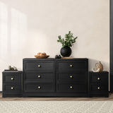 Oikiture 6 Chest of Drawers and 2 Bedside Tables Hamptons Furniture Set - Close-Up Angle