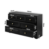 Oikiture Chest of Drawers with 7 Drawers Black - Side View