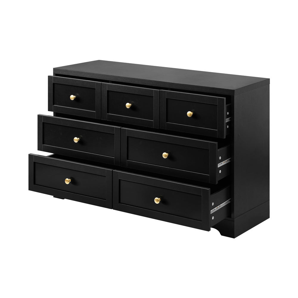 Oikiture Chest of Drawers with 7 Drawers Black