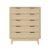 Oikiture 5 Chest of Drawers Dressers Tallboy Stripe Natural