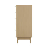 Oikiture 5 Chest of Drawers Dressers Tallboy Stripe Natural