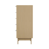 Oikiture 5 Chest of Drawers Dressers Tallboy Stripe Natural - Low Angle