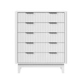 Oikiture 5 Chest of Drawers Dressers Tallboy Stripe White