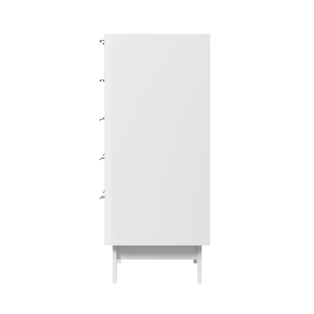 Oikiture 5 Chest of Drawers Dressers Tallboy Stripe White