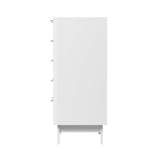 Oikiture 5 Chest of Drawers Dressers Tallboy Stripe White