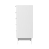 Oikiture 5 Chest of Drawers Dressers Tallboy Stripe White - Side View