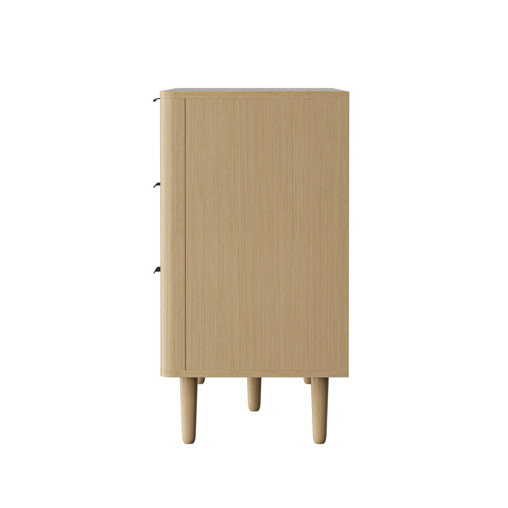 Oikiture 6 Chest of Drawers Dressers Lowboy Stripe Natural