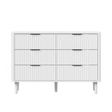 Oikiture 6 Chest of Drawers Dressers Lowboy Stripe White