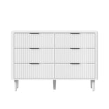 Oikiture 6 Chest of Drawers Dressers Lowboy Stripe White - Rear View