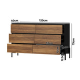 Oikiture 6 Chest of Drawers Cabinet Dresser Table Lowboy Walnut