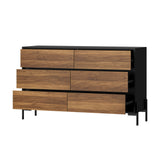Oikiture 6 Chest of Drawers Cabinet Dresser Table Lowboy Walnut - Front View