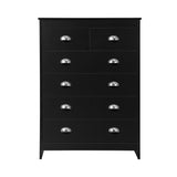 Oikiture 6 Chest of Drawers Tallboy Dresser Black - Rear View