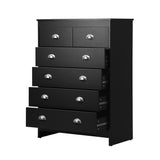 Oikiture 6 Chest of Drawers Tallboy Dresser Black - Top-Down View