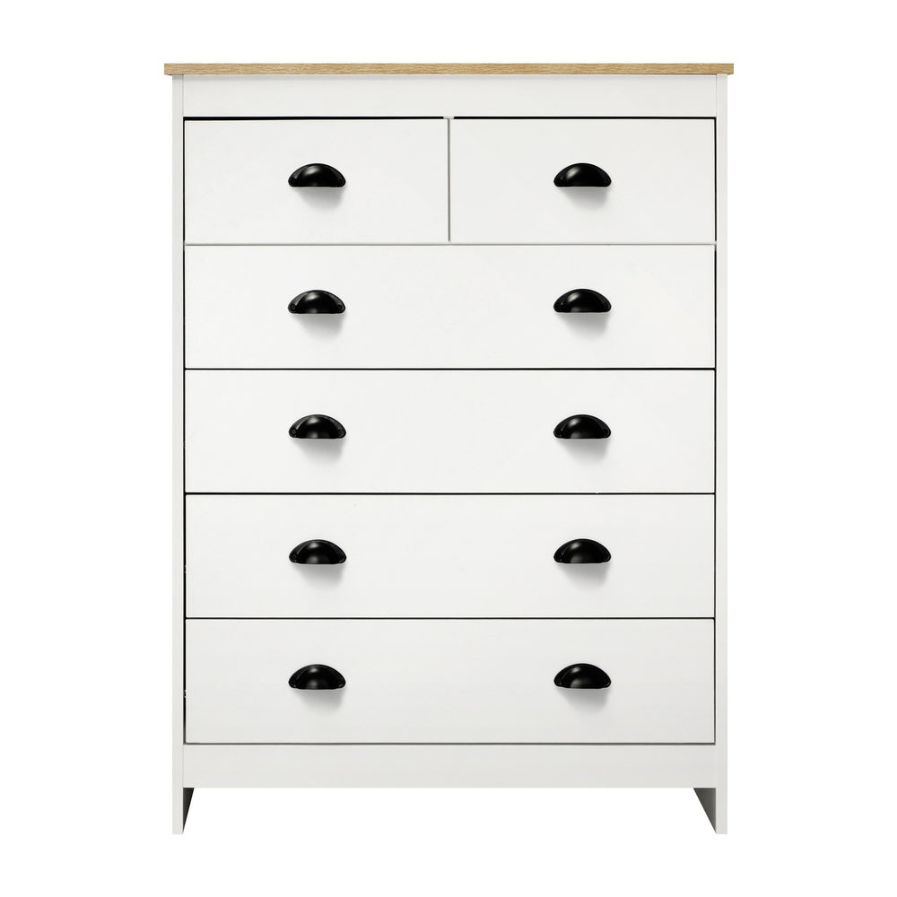 Oikiture Tallboy Chest of Drawer with 6 Drawers White