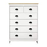 Oikiture Tallboy Chest of Drawer with 6 Drawers White - Close-Up Angle