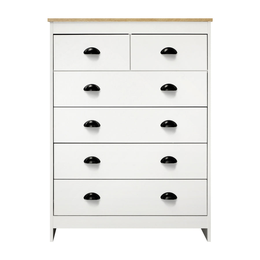 Oikiture Tallboy Chest of Drawer with 6 Drawers White