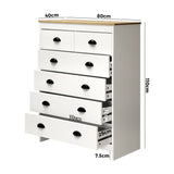 Oikiture Tallboy Chest of Drawer with 6 Drawers White - Rear View