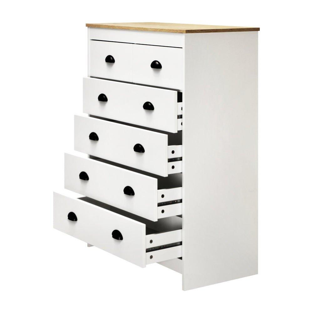 Oikiture Tallboy Chest of Drawer with 6 Drawers White