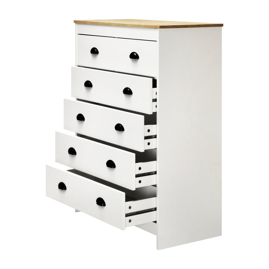 Oikiture Tallboy Chest of Drawer with 6 Drawers White
