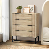 Oikiture 4 Chest of Drawers Dresser Table Lowboy Natural - Extra Image