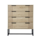 Oikiture 4 Chest of Drawers Dresser Table Lowboy Natural - Low Angle