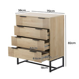 Oikiture 4 Chest of Drawers Dresser Table Lowboy Natural - Top-Down View