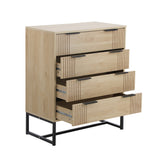 Oikiture 4 Chest of Drawers Dresser Table Lowboy Natural