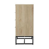 Oikiture 4 Chest of Drawers Dresser Table Lowboy Natural - Close-Up Angle