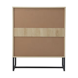 Oikiture 4 Chest of Drawers Dresser Table Lowboy Natural - Rear View