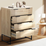 Oikiture 4 Chest of Drawers Dresser Table Lowboy Natural - Side View