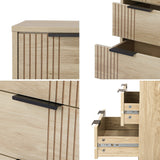 Oikiture 4 Chest of Drawers Dresser Table Lowboy Natural - 45-Degree Angle