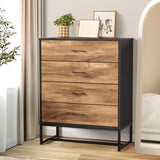 Oikiture 4 Chest of Drawers Tallboy Metal Black - Side View