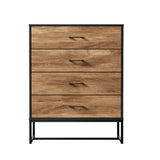 Oikiture 4 Chest of Drawers Tallboy Metal Black - Rear View