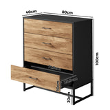 Oikiture 4 Chest of Drawers Tallboy Metal Black - Top-Down View