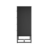 Oikiture 4 Chest of Drawers Tallboy Metal Black - Close-Up Angle