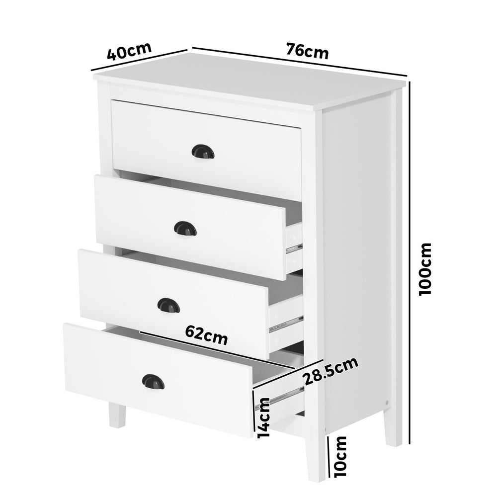 Oikiture 4 Chest of Drawers Dresser Vintage
