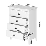 Oikiture 4 Chest of Drawers Dresser Vintage - Front View