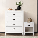 Oikiture 4 Chest of Drawers and Bedside Table Vintage Bedroom Set - Front View