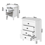 Oikiture 4 Chest of Drawers and Bedside Table Vintage Bedroom Set