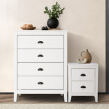 Oikiture 4 Chest of Drawers and Bedside Table Vintage Bedroom Set White - Low Angle